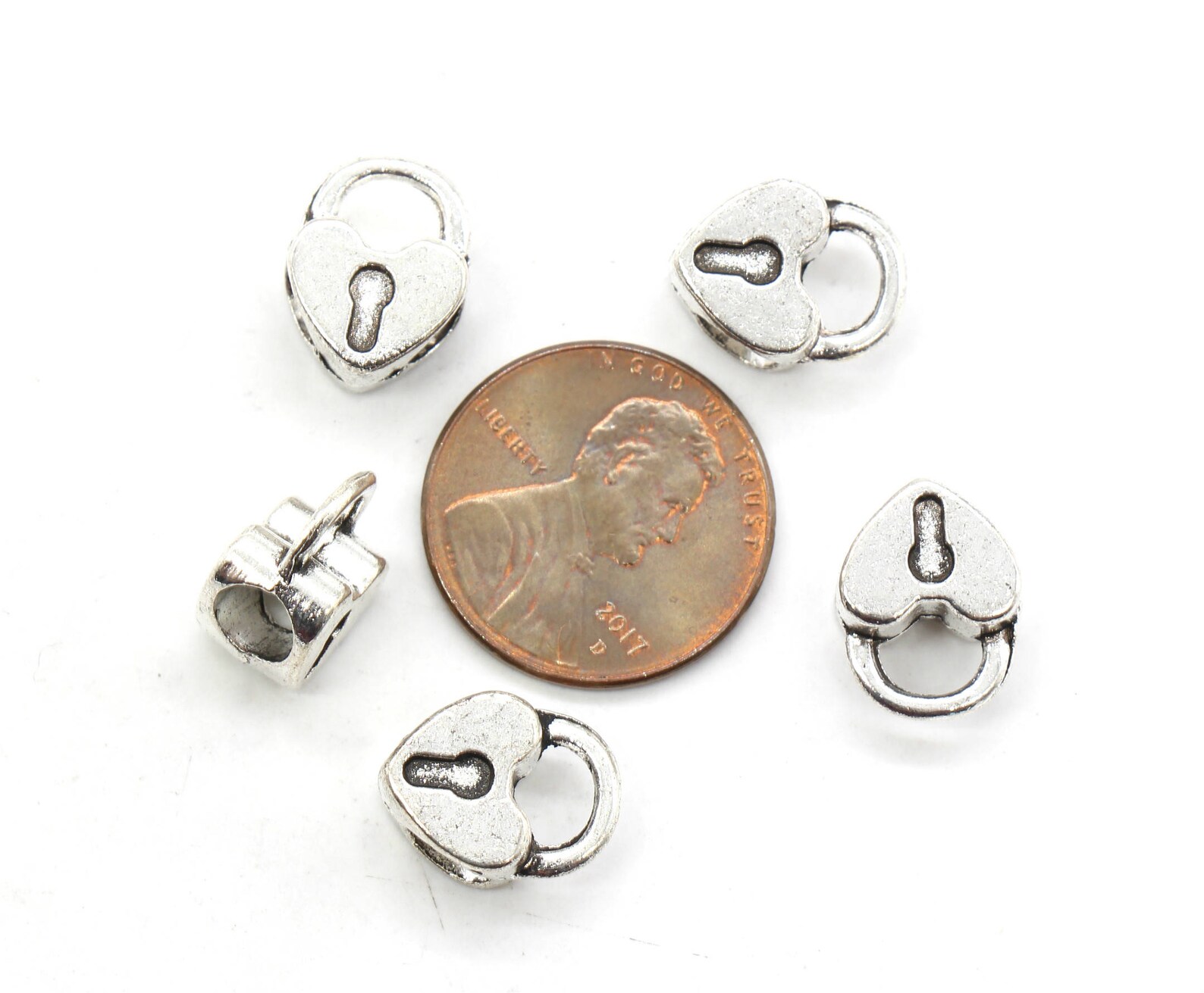 8 Pcs Heart Lock Beads Large Hole Beads Spacer Beads B44 Etsy