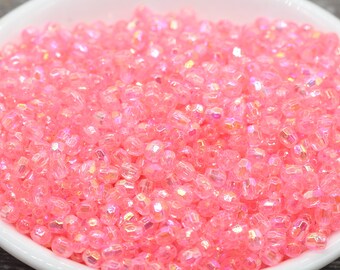 Lot De 150 Perles à Facettes Roses Pastel - Diamètre 4mm - Pour Créations Bijoux - Neuf