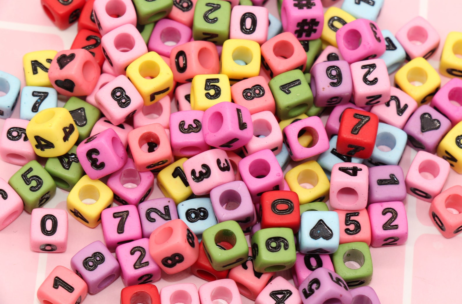 Multicolor Number Beads Colorful Acrylic Number Beads Mixed Etsy