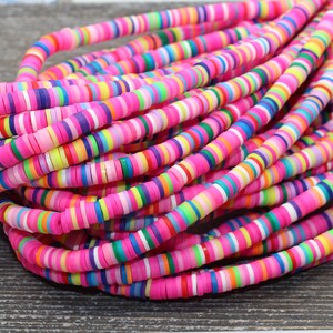 6mm Multicolored Heishi Beads, Mixed Color Polymer Clay Disc Beads, African Disc Beads, Wholesale Vinyl Heishi, 16 inch Strand #7