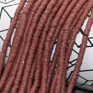 4mm Burnt Cinnamon Heishi Beads, Polymer Clay Disc Beads, African Disc Beads, Vinyl Heishi, 16 inch Strand #247