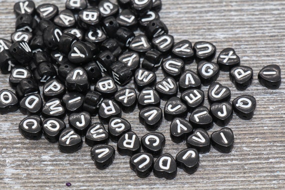 7mm Acrylic Alphabet Beads, Black With Silver Letters, Letter Beads, Word  Beads, Jewelry Beads, Bracelet Beads, Black Alphabet Beads 