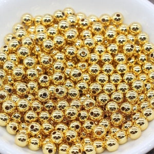 18K Gold Color Spacer Beads, Round Beads, Round Gold Beads, Size 4mm 6mm Gold Beads