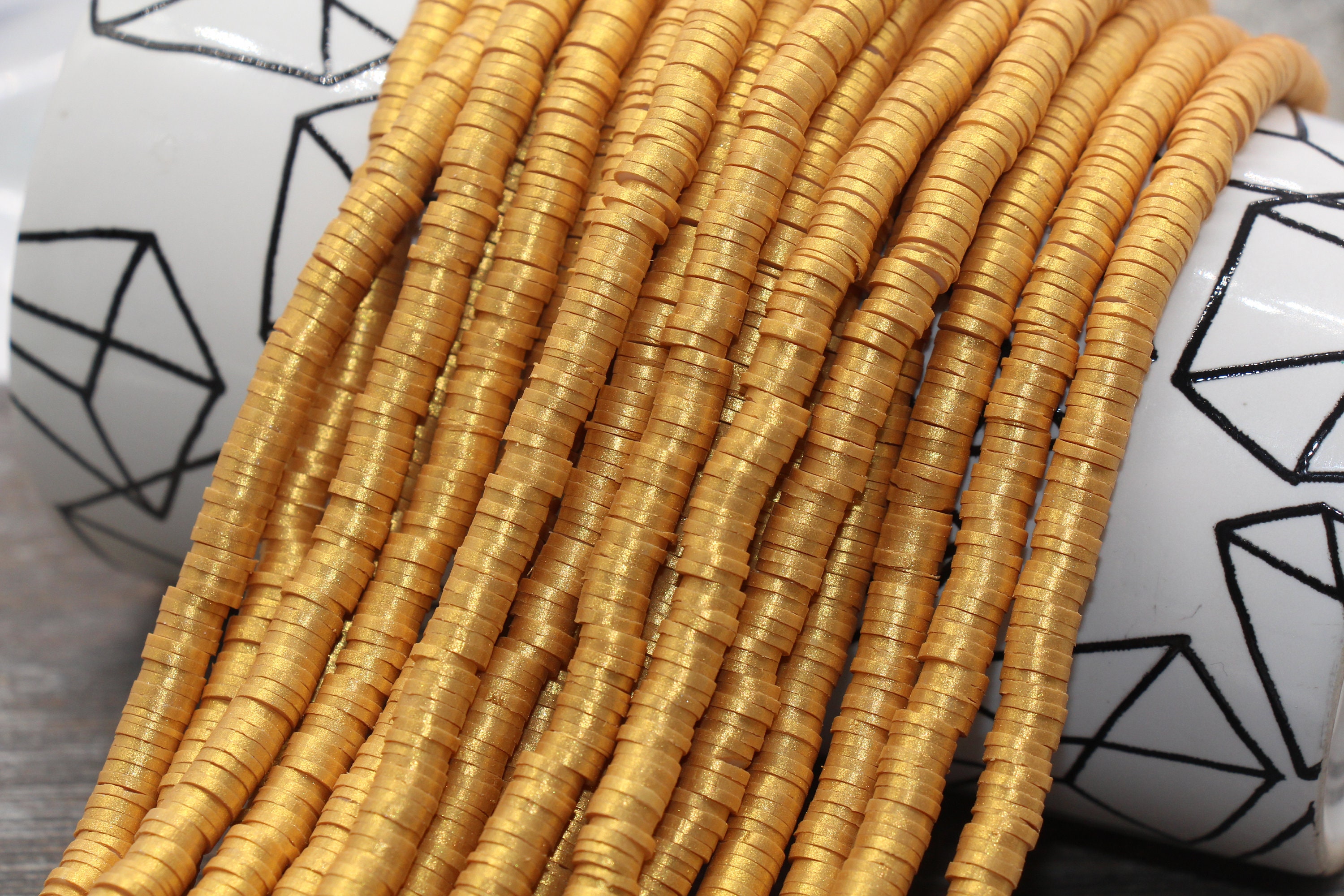 4mm 6mm Polymer Clay Disc Beads Gold or Silver Shimmer Heishi Etsy