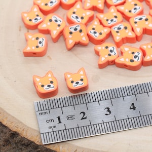 Kawaii Puppy Polymer Clay Beads, Orange Dog Clay Beads, Puppy Clay Loose Beads, Bead for Bracelet, Jewelry Diy Beads 445 image 4