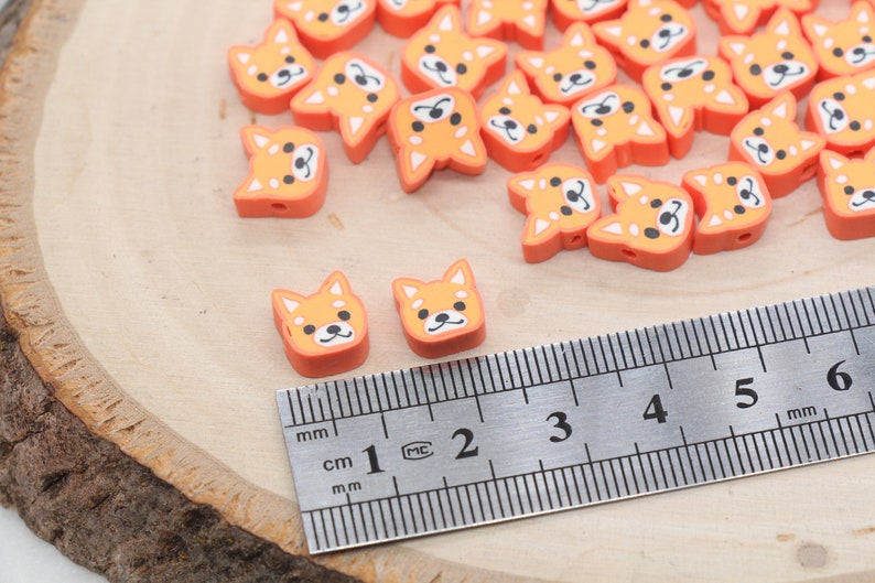 Kawaii Puppy Polymer Clay Beads, Orange Dog Clay Beads, Puppy Clay Loose Beads, Bead for Bracelet, Jewelry Diy Beads 445 image 4