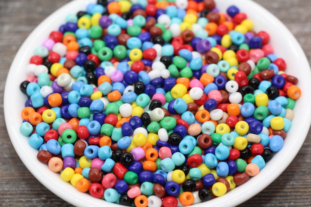 Glass Seed Beads, 4mm 6/0 Glass Round Seed Beads, Glass Multicolored