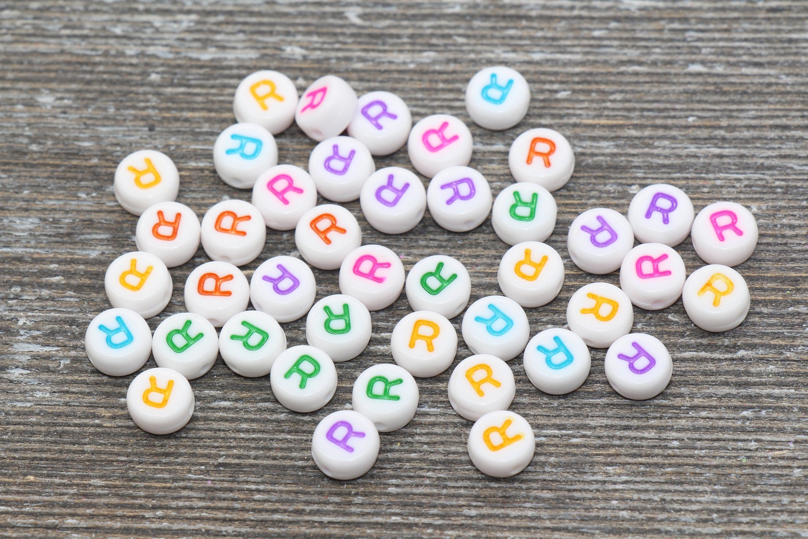 Letter R Alphabet Beads Multicolored White Alphabet Letter - Etsy
