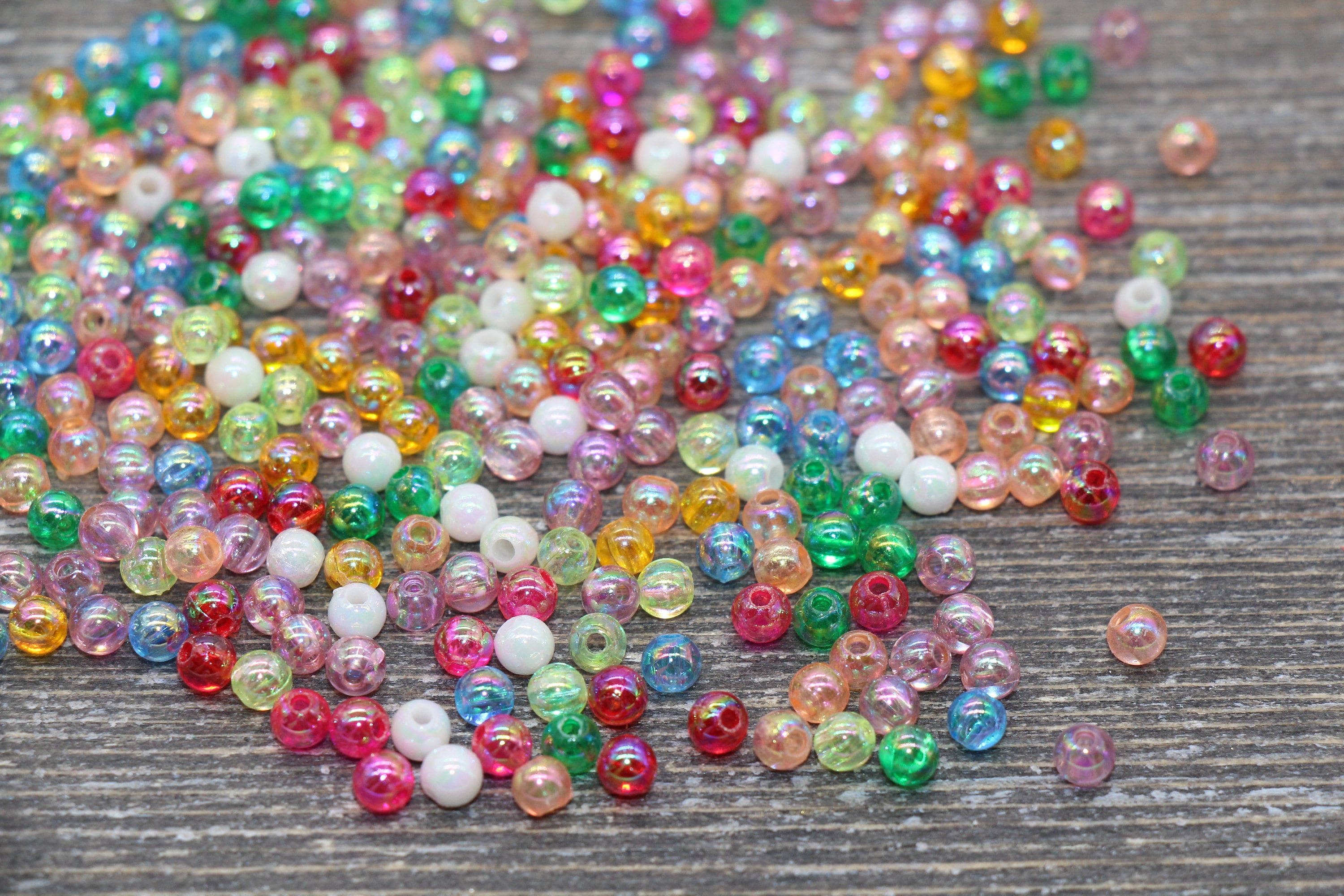 4mm Multicolor AB Beads, Iridescent Round Spacer Beads for Jewelry ...