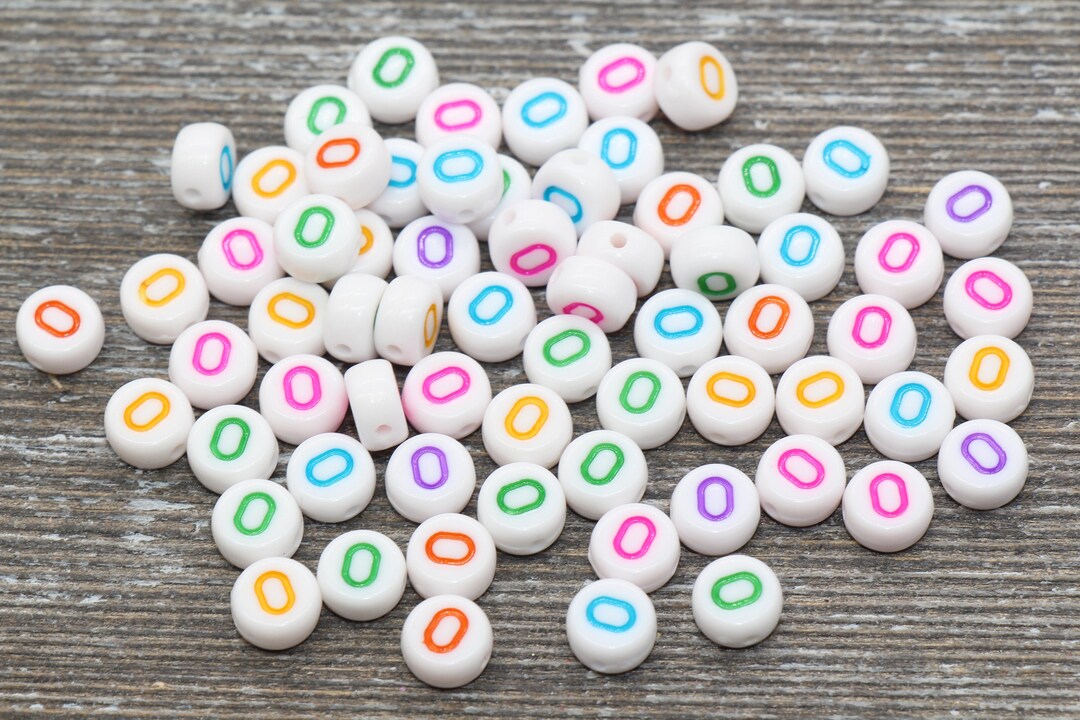 Letter O Alphabet Beads, Multicolored White Alphabet Letter Beads ...