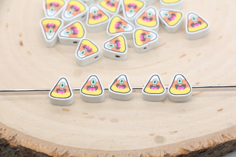 Halloween Candy Clay Beads, Candy Corn Clay Beads, Bracelet Beads, Kids