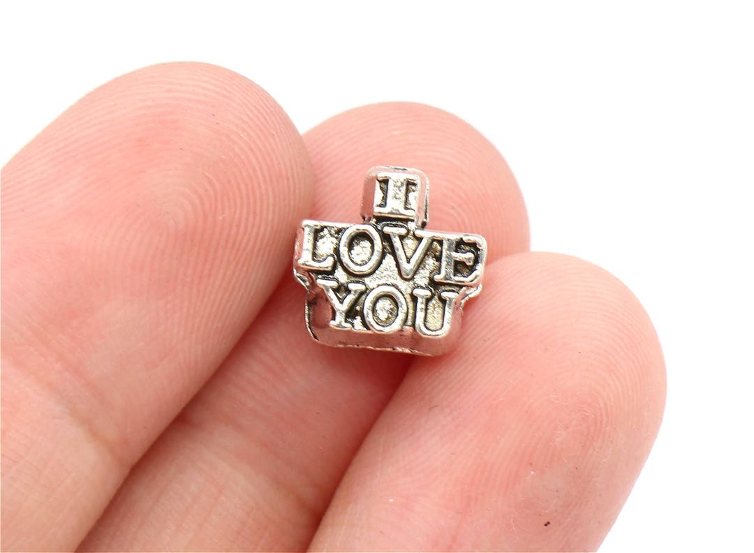 6 Pcs I Love You Beads Large Hole Beads Antique Silver Tone - Etsy