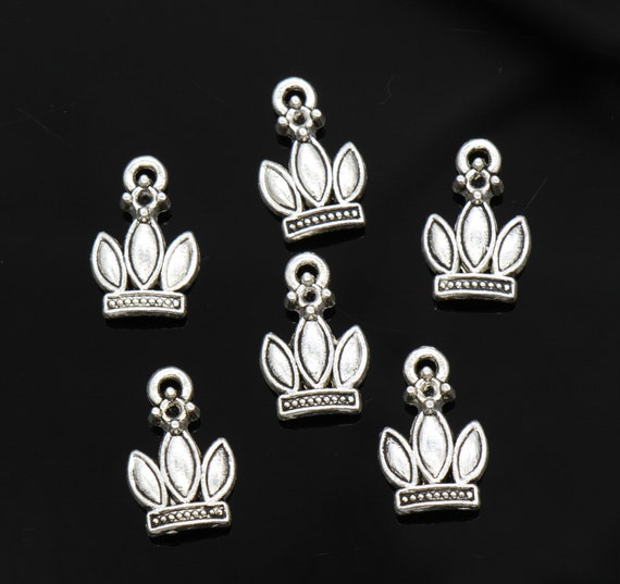 10 Number 3 charms antique silver tone