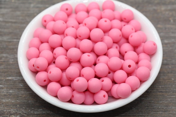 10mm Matte Pink Gumball Beads, Chunky Frosted Acrylic Round Spacer Beads for Bracelet Making #2572