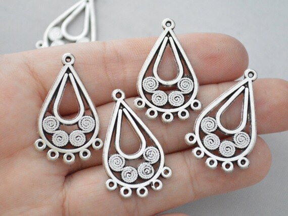 earring 1 pc- Matte Silver plated connector charm-50x22mm 423-026SP