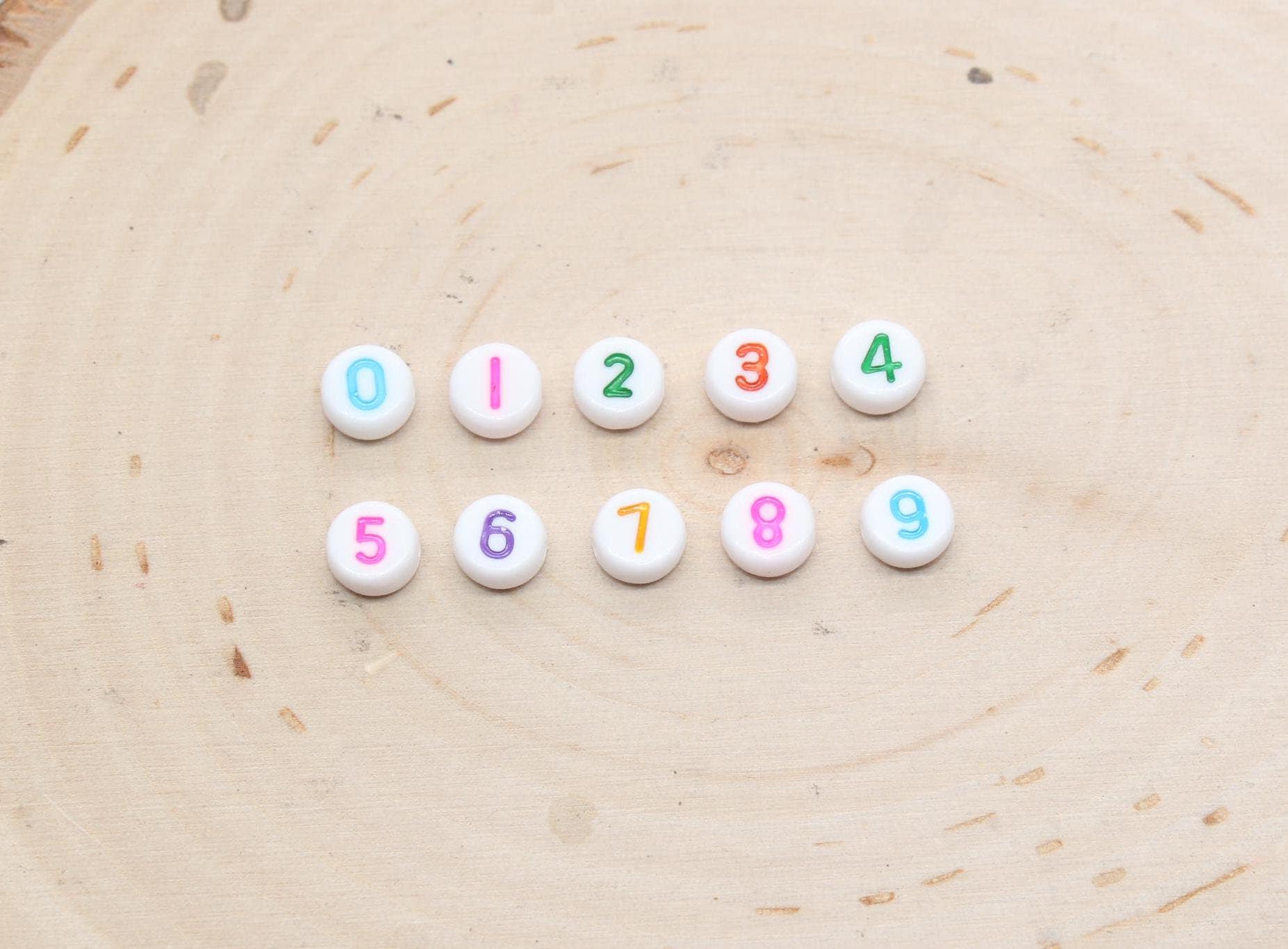 Sold in Individual Number Beads, Round Mix Color Number Beads, White ...