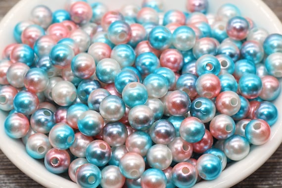 8mm Rainbow Mermaid Ombre Pearls Beads, Faux Pearls Beads, Chunky