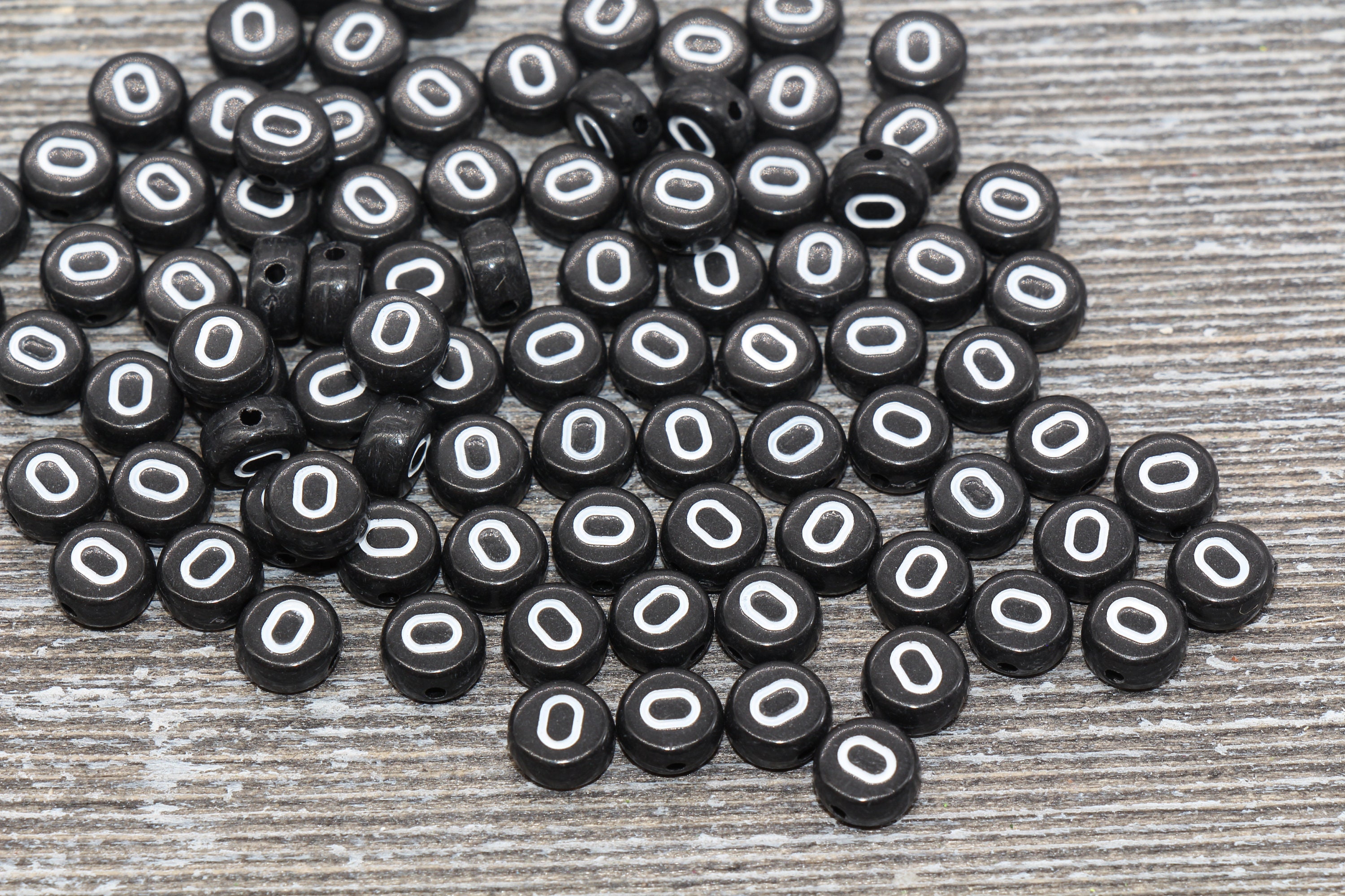 Letter O Alphabet Beads, Black Alphabet Letter Beads, Acrylic Black and ...