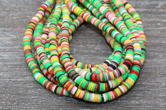 6mm Multicolored Heishi Beads Mixed Color Polymer Clay Disc Beads African Disc Beads Wholesale Vinyl Heishi 16 inch Strand 6 Etsy