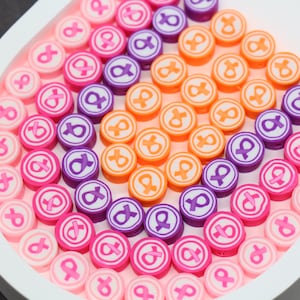 Awareness Ribbon Clay Beads, Pink Purple Orange Polymer Clay Beads for Jewelry Making, Breast Cancer Alzheimer&#39;s Leukemia Support