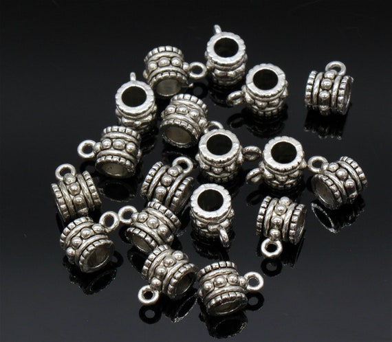 12 Bail Beads Antique Silver Tone Spacer Beads SC7466 12 Bail Beads Antique Silver Tone Spacer Beads SC7466
