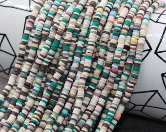 Perline Heishi multicolori da 4 mm, perline a disco in argilla polimerica multicolore, perline a disco africane dai colori misti, Heishi in vinile, filo da 16 pollici n. 360