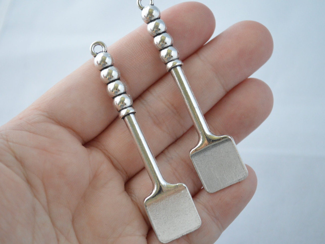 2 Pcs Spatula Charms Utensil Charms Antique Silver Tone Etsy