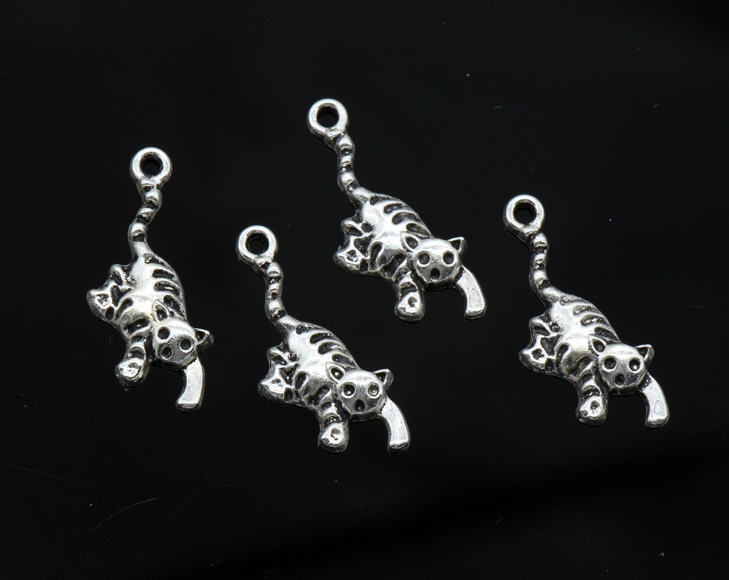 8 Pcs Kitten Charms Cat Charms Pendants Antique Silver Tone Etsy UK