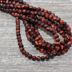Red Tiger Eye Beads, Tiger Eye Round Stone Beads, Red Gemstone Round Beads #167 4mm