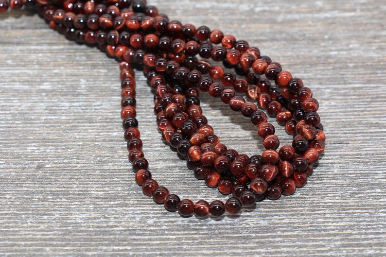 Red Tiger Eye Beads, Tiger Eye Round Stone Beads, Red Gemstone Round Beads #167 4mm