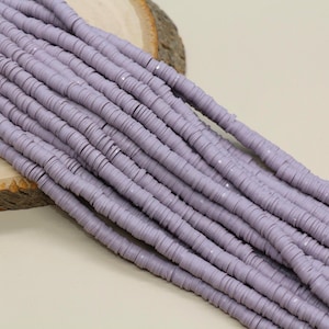 Lavender Ash Heishi Beads 6mm Purple Polymer Clay Disc Beads African Vinyl Full Strand #248