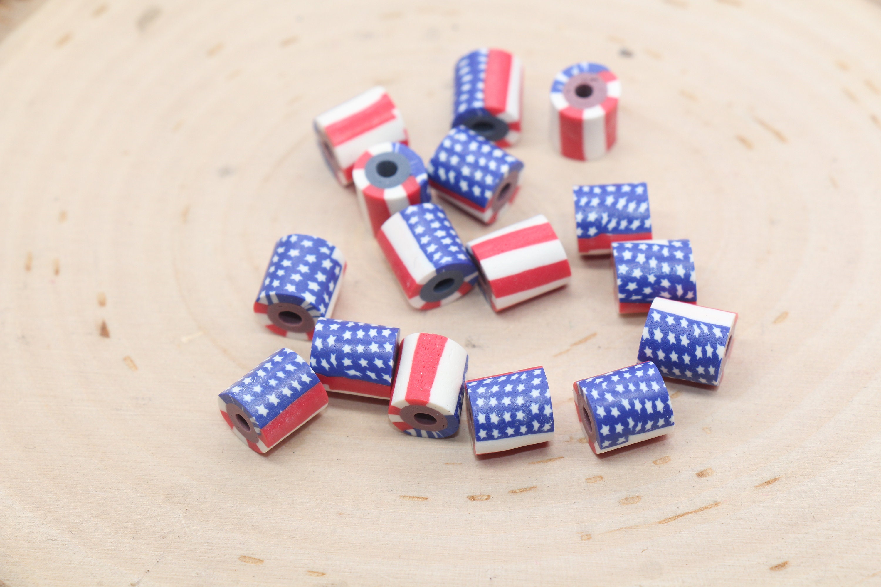 200 Perline In Argilla Polimerica Con Bandiera Americana, 9-10mm, Per Creazione Gioielli Fai Da Te, Ideali Per Il 4 Luglio