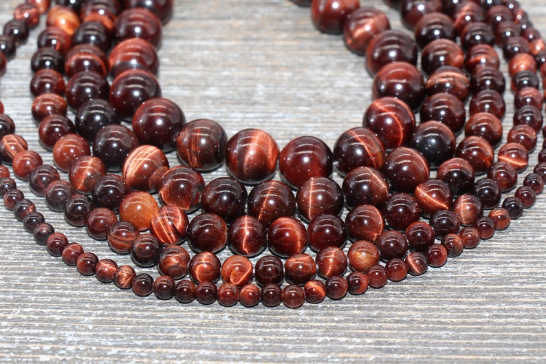 Red Tiger Eye Beads, Tiger Eye Round Stone Beads, Red Gemstone Round Beads #167 image 2