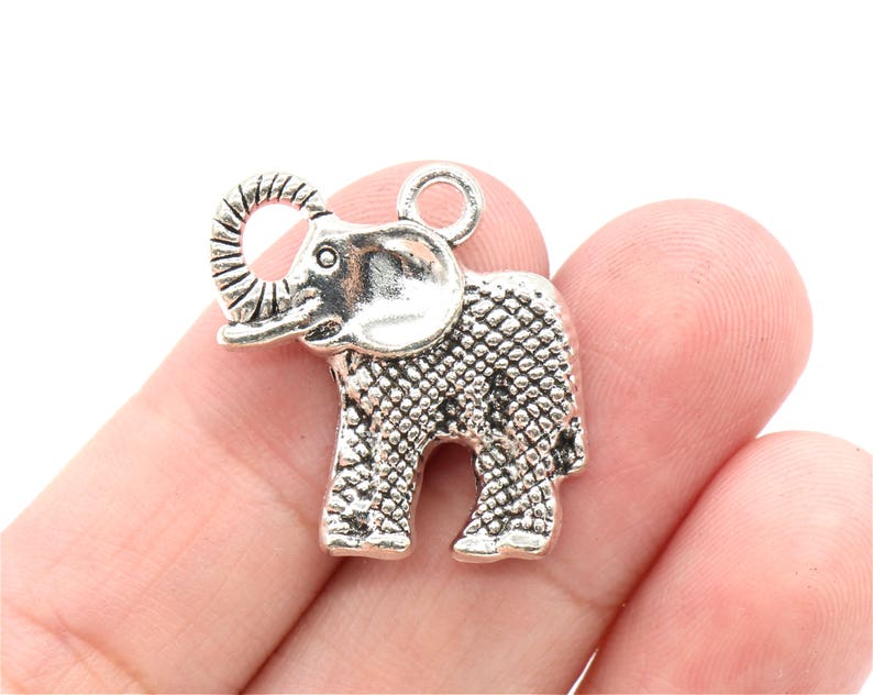 YD0166 Bulk 20 Elephant Charms Zoo Charms Pendants Antique Silver Tone 25x25mm