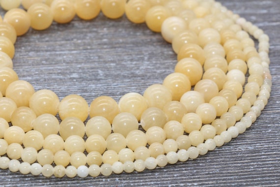 Yellow Jade Round Gemstone Beads - 15 Strands, Mixed Sizes 4mm-12mm By Ny6design