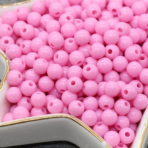 6mm Pink Gumball Beads, Round Acrylic Loose Beads, Bubblegum Beads, Chunky Beads, Bubble Gum Beads, Smooth Plastic Round Beads #276