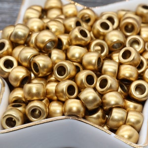 Matte Gold Pony Beads, Acrylic Loose Gold Beads, Plastic Bubblegum Beads, Chunky Beads, Spacer Beads 242 imagem 3