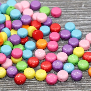 Multicolor Round Beads, Acrylic Round Beads, Acrylic Spacer Beads, Rainbow Round Beads, Acrylic Blank Round Beads, Size 7mm #119