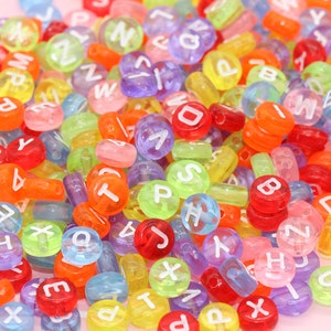 Translucent Multicolor Alphabet Letter Beads, Mixed Acrylic Letter Beads, Round Acrylic Beads, ABC Letter Beads, Plastic Name Beads, 7mm #27
