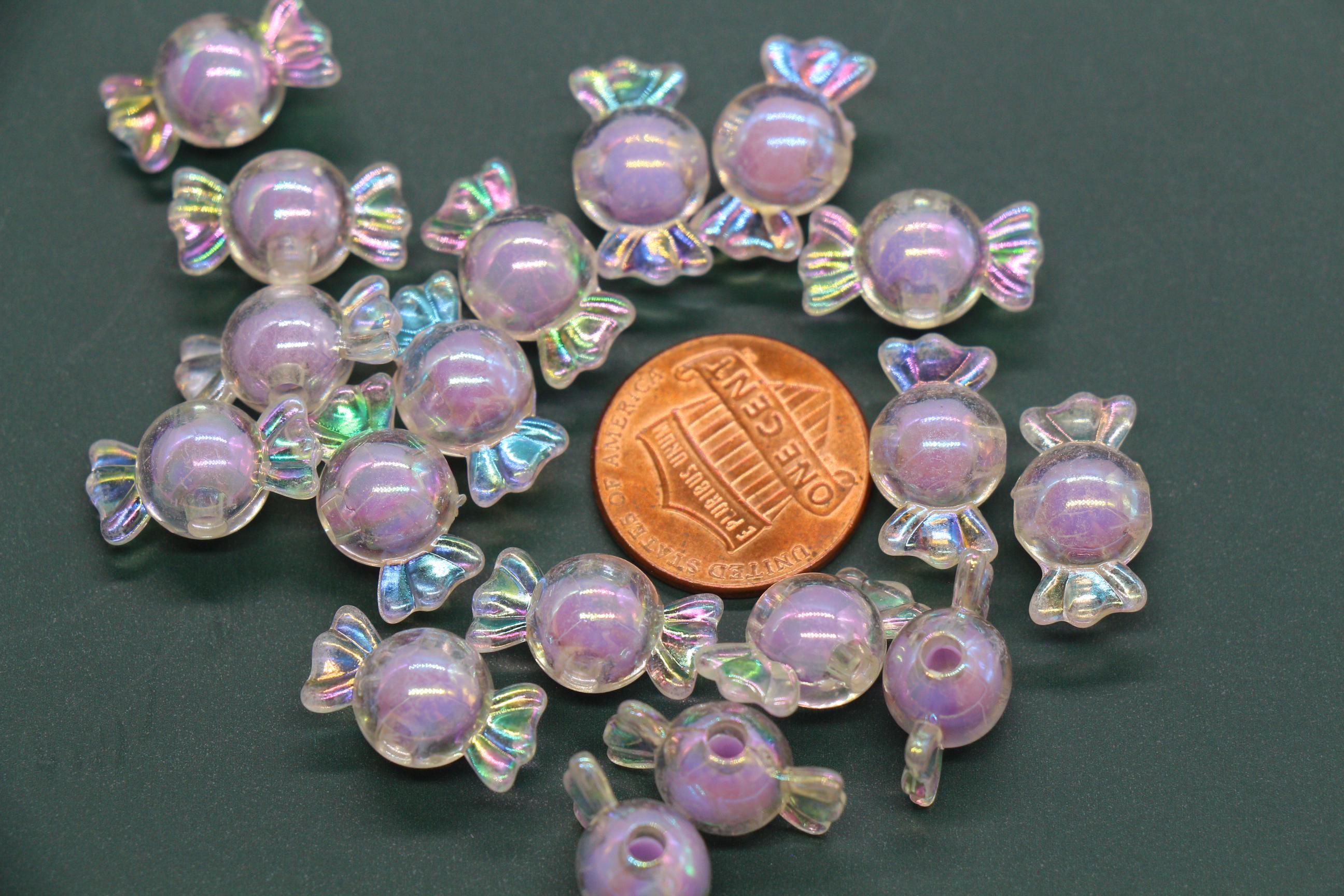 Iridescent Candy Beads, 16mm Wrapped Candy Beads for Jewelry Making ...