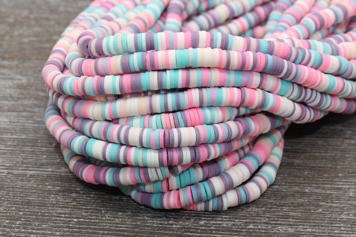 6mm Pastel Multicolored Heishi Beads Polymer Clay Disc Beads Etsy