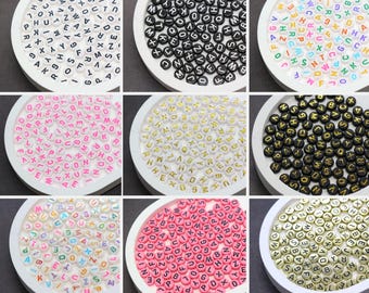 Assorted Letter Beads – Acrylic Alphabet Beads for Jewelry Making, DIY Crafts, Colorful & Gold Letter Bead Mix