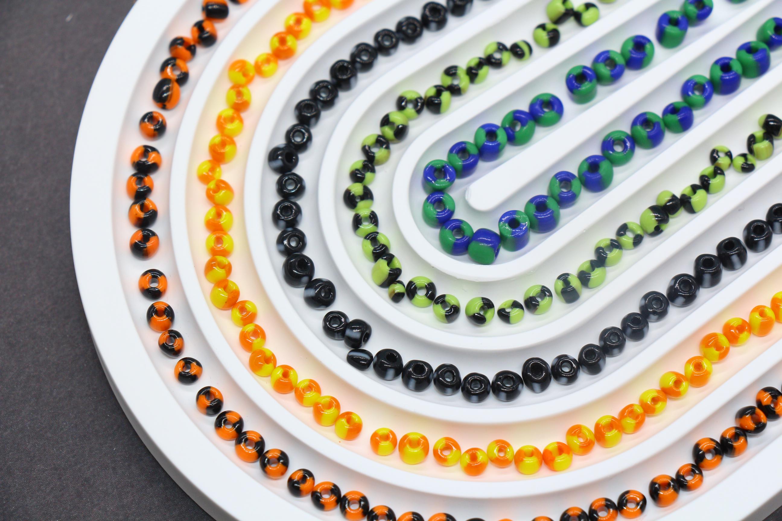 Striped Glass Seed Beads, 4mm 6/0 Round Rocailles Beads, Jewelry Making Supplies, Beading & Crafting