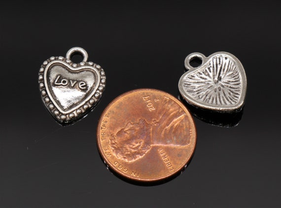 BULK 50 Love charms antique silver tone M638