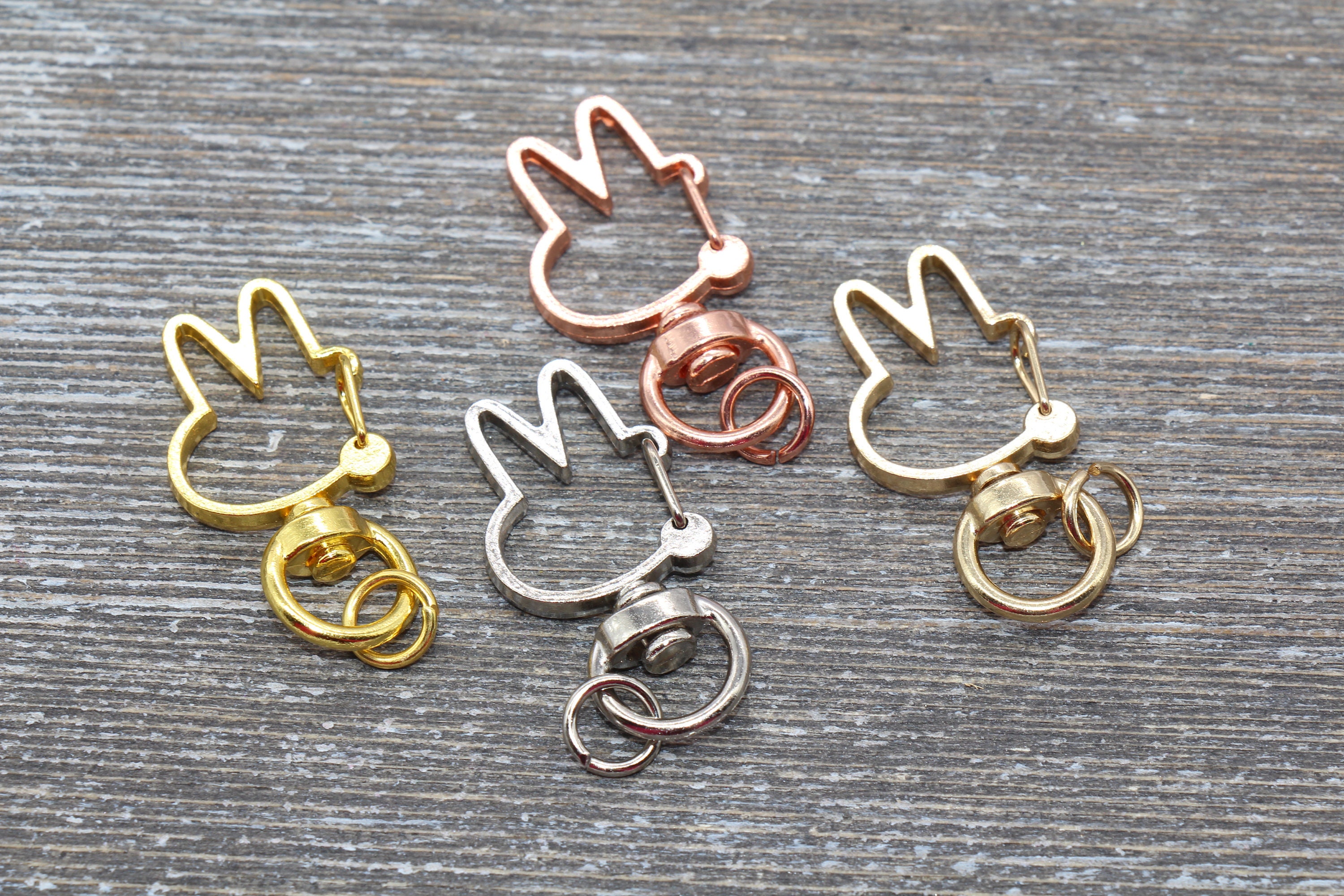 5 Bunny Clasp Key Chain, Rabbit Bunny Shape Swivel Clasp Key