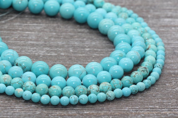 African Turquoise, Jasper, Dyed, Smooth Round Beads In Sizes 4mm, 6mm, 8mm & 10mm. Priced Per Strand - Foto 2