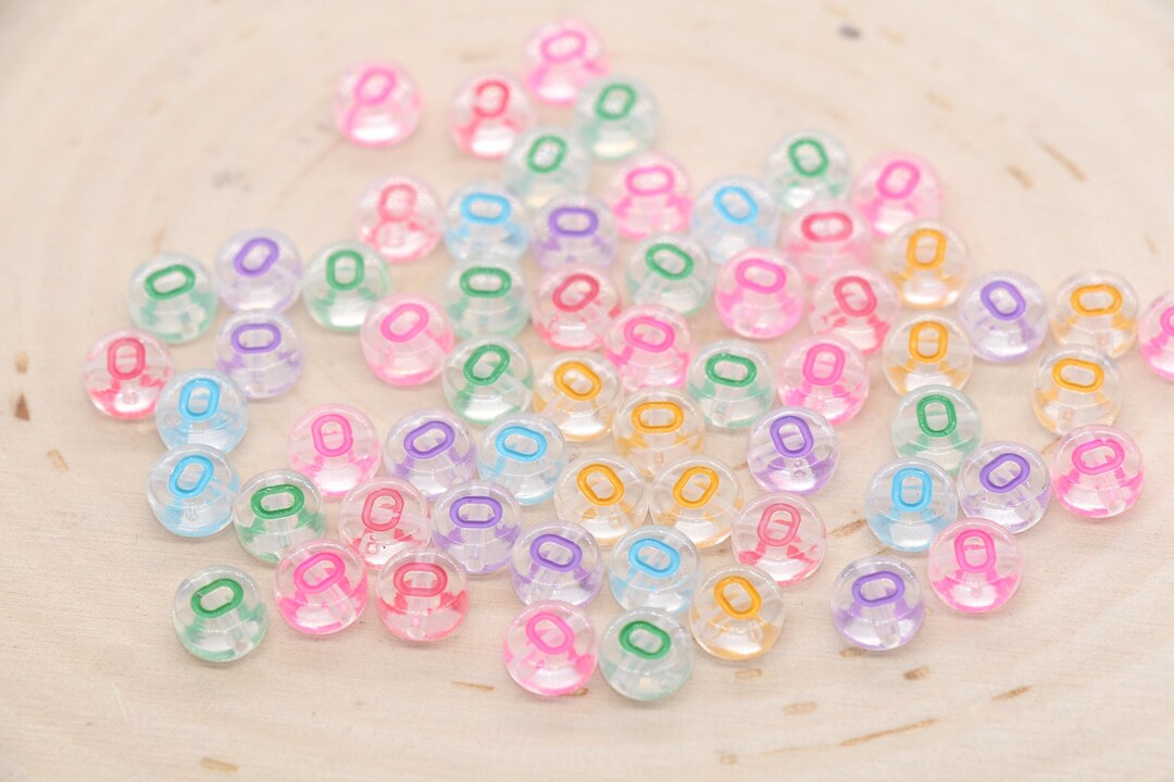 Letter O Alphabet Beads, Transparent Beads With Mix Color Letters ...