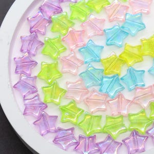 Iridescent Star Shape Beads, Multicolor Rainbow Acrylic Star Beads, Plastic Beads for Jewelry Making, DIY Beading Supplies