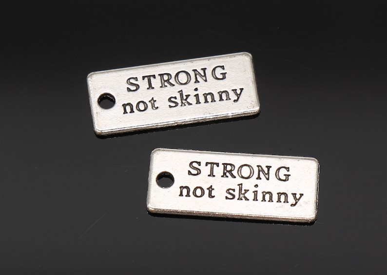 Bulk 40 Pcs Strong not skinny Charms Antique Silver Tone 2 Sided 22x8mm YD1434