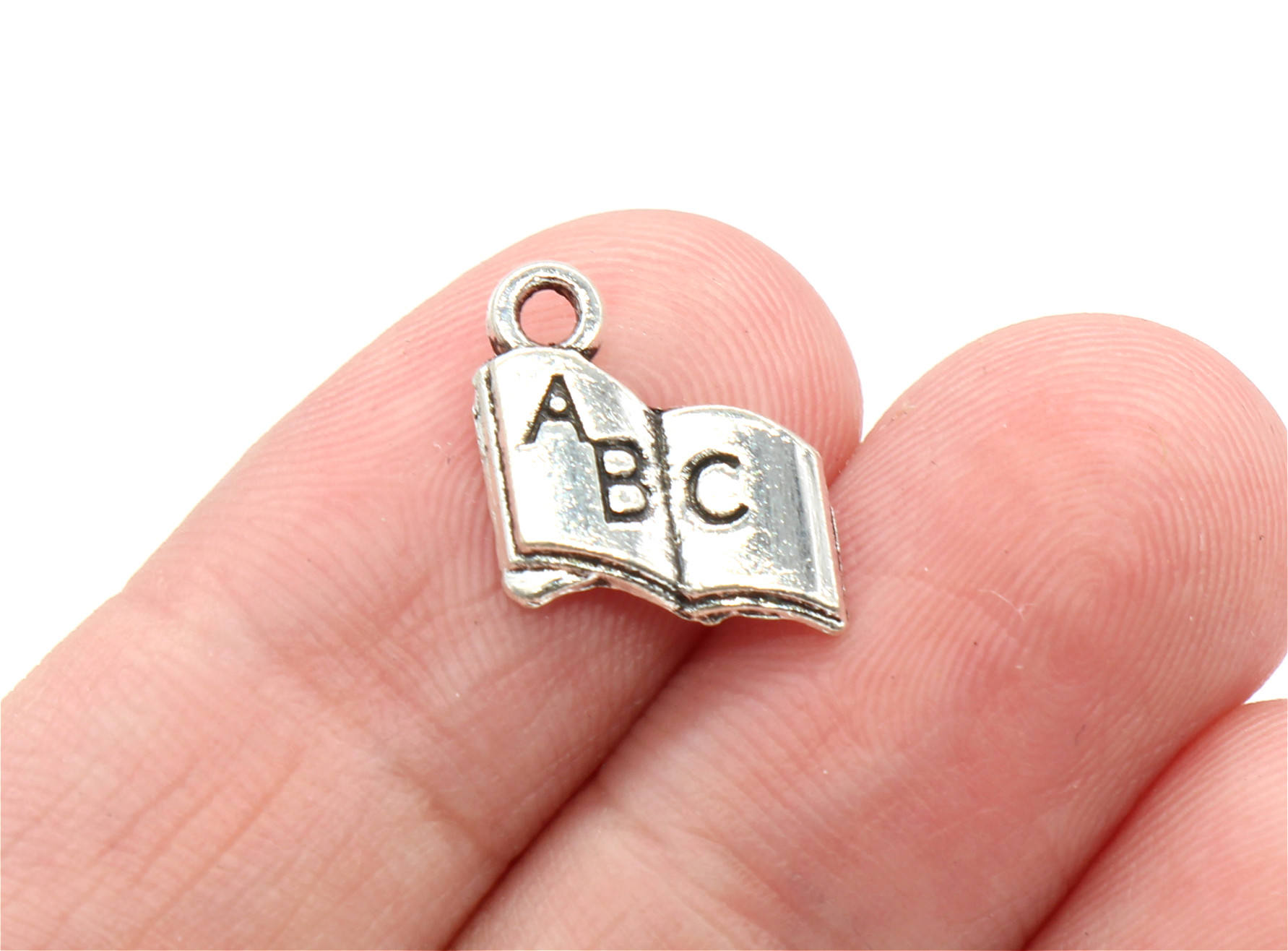 15 Pcs Book Charms Abc Book Charms Antique Silver Tone 11x12mm Etsy